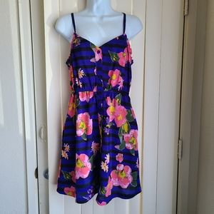 FOREVER 21 Floral & Striped Dress, Women's Size M